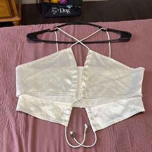 Elegant White Satin Crop Top